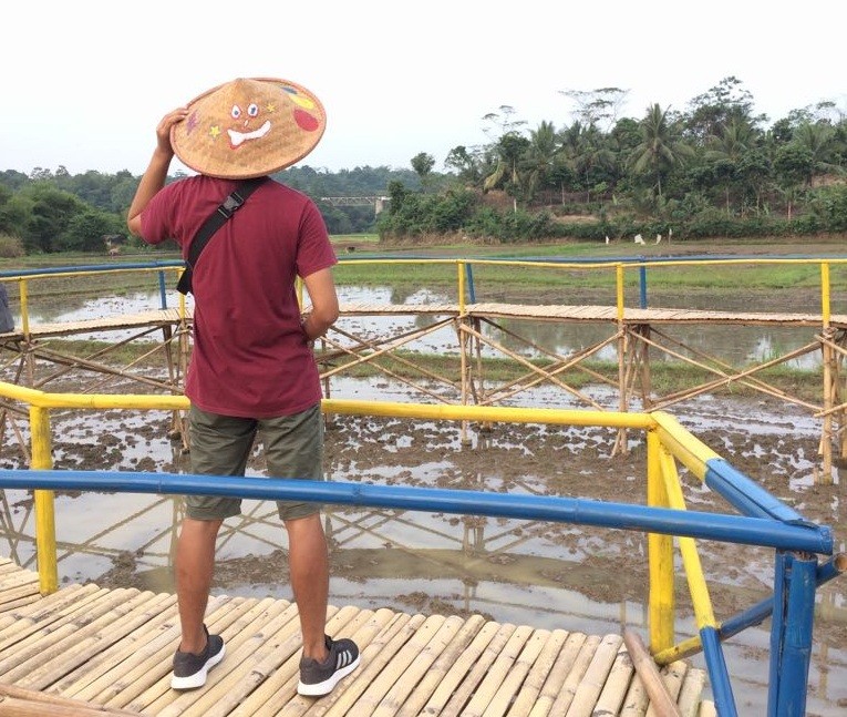 jembatan sawah taman mahkota ratu wisata baru di cikeusal serang banten